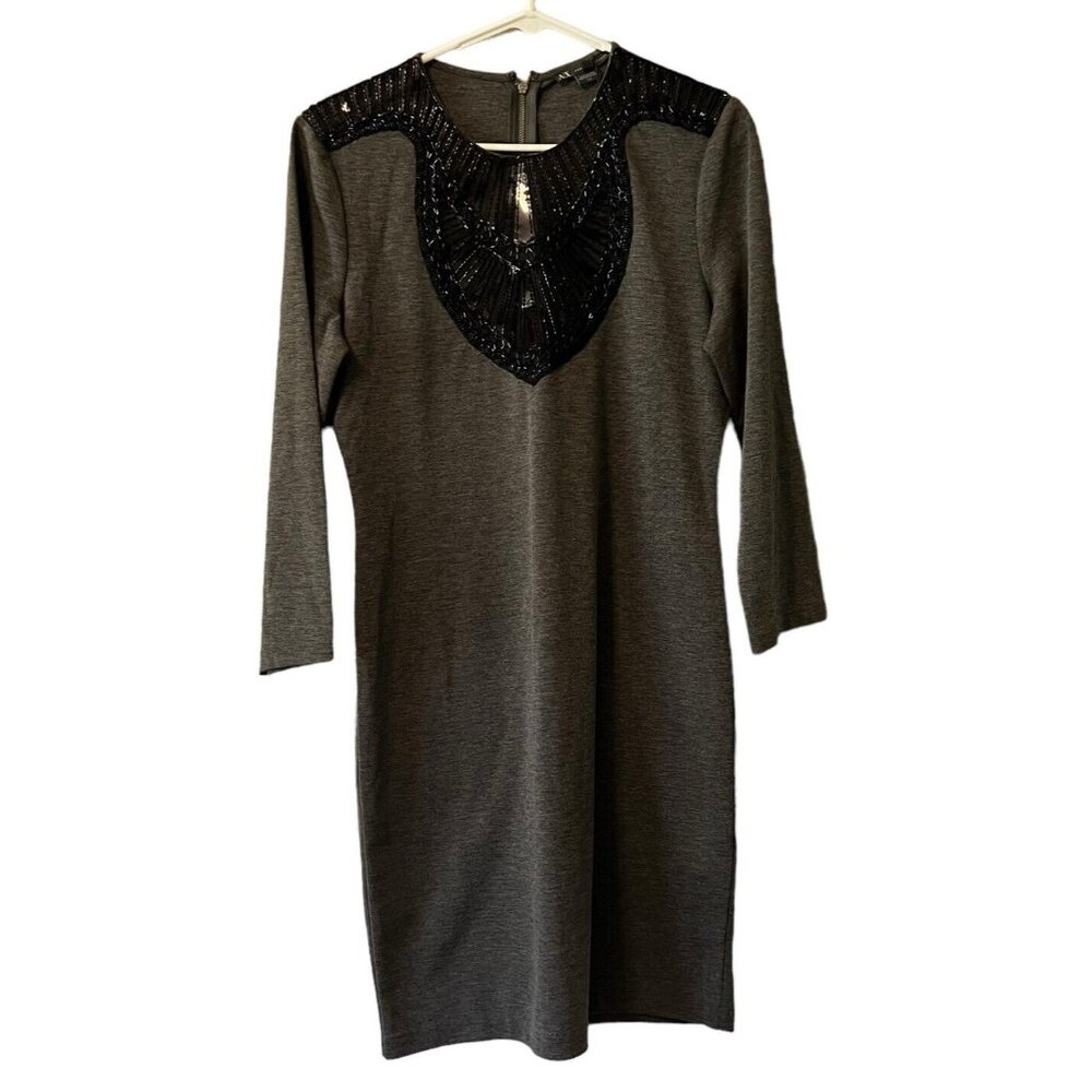 Armani Exchange Dress Charcoal Heather Size Large‎ Beaded Luxury Formal Wedding